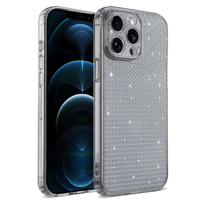 For iPhone 12 Pro Max Sparkling Diamond Glitter Airbag Phone Case - Black - EDA009883720D