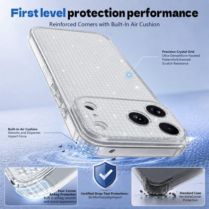For iPhone 12 Pro Sparkling Diamond Glitter Airbag Phone Case - White - EDA009883721A