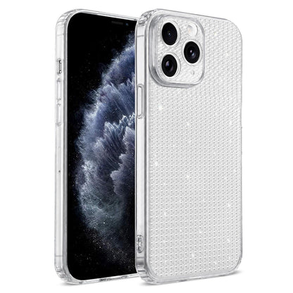 For iPhone 11 Pro Max Sparkling Diamond Glitter Airbag Phone Case - White - EDA009883722A
