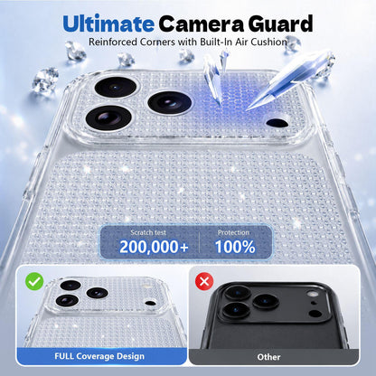 For iPhone 11 Pro Max Sparkling Diamond Glitter Airbag Phone Case - White - EDA009883722A