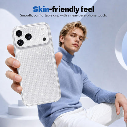 For iPhone 11 Pro Max Sparkling Diamond Glitter Airbag Phone Case - White - EDA009883722A