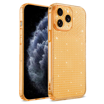 For iPhone 11 Pro Max Sparkling Diamond Glitter Airbag Phone Case - Orange - EDA009883722B