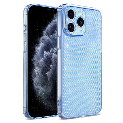 For iPhone 11 Pro Max Sparkling Diamond Glitter Airbag Phone Case - Blue - EDA009883722E