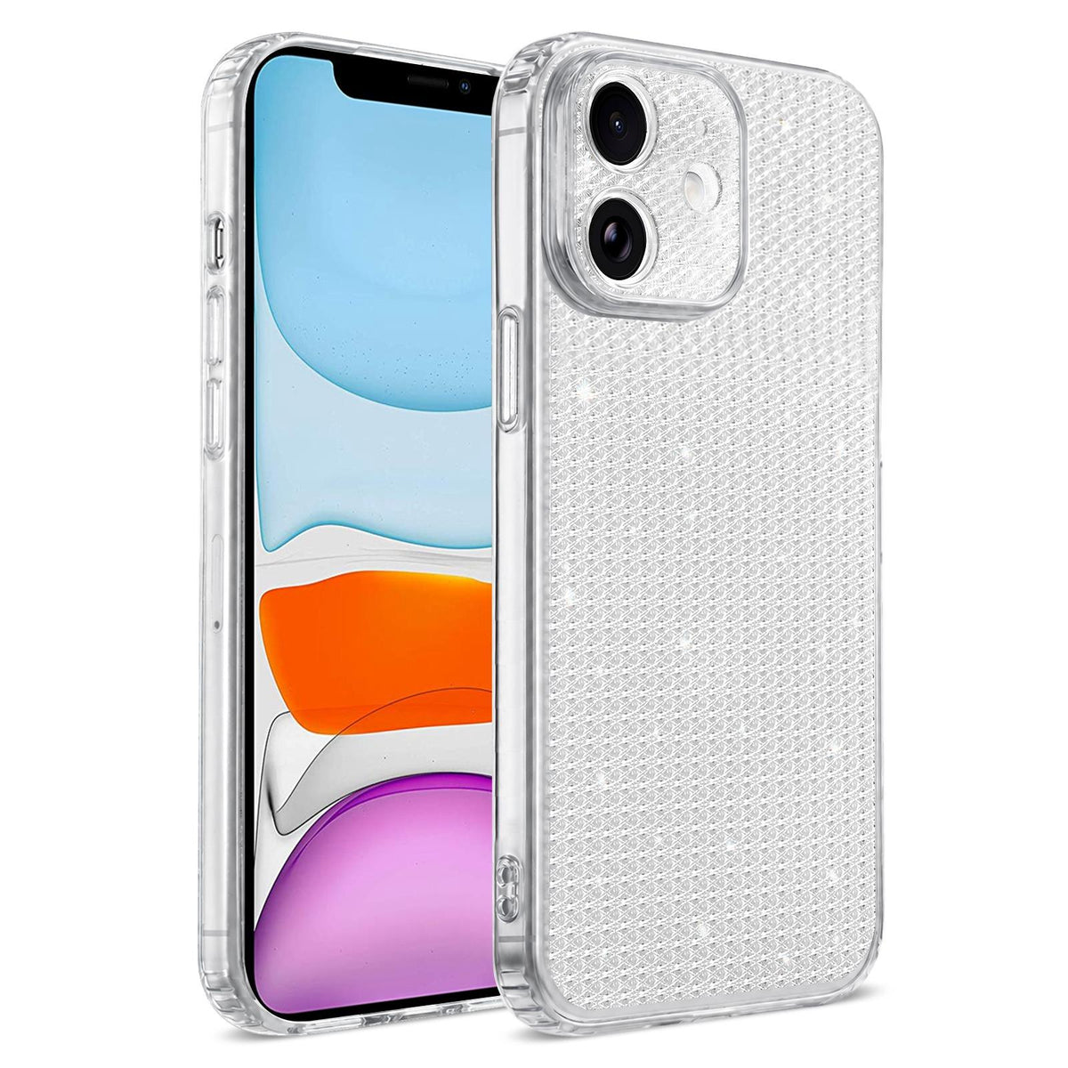 For iPhone 11 Sparkling Diamond Glitter Airbag Phone Case - White - EDA009883723A