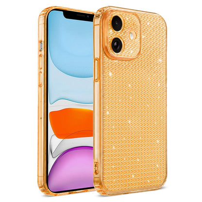 For iPhone 11 Sparkling Diamond Glitter Airbag Phone Case - Orange - EDA009883723B