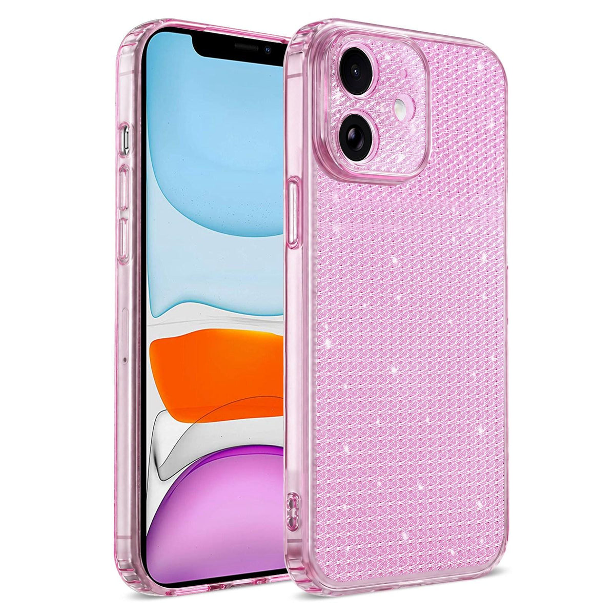 For iPhone 11 Sparkling Diamond Glitter Airbag Phone Case - Pink - EDA009883723C
