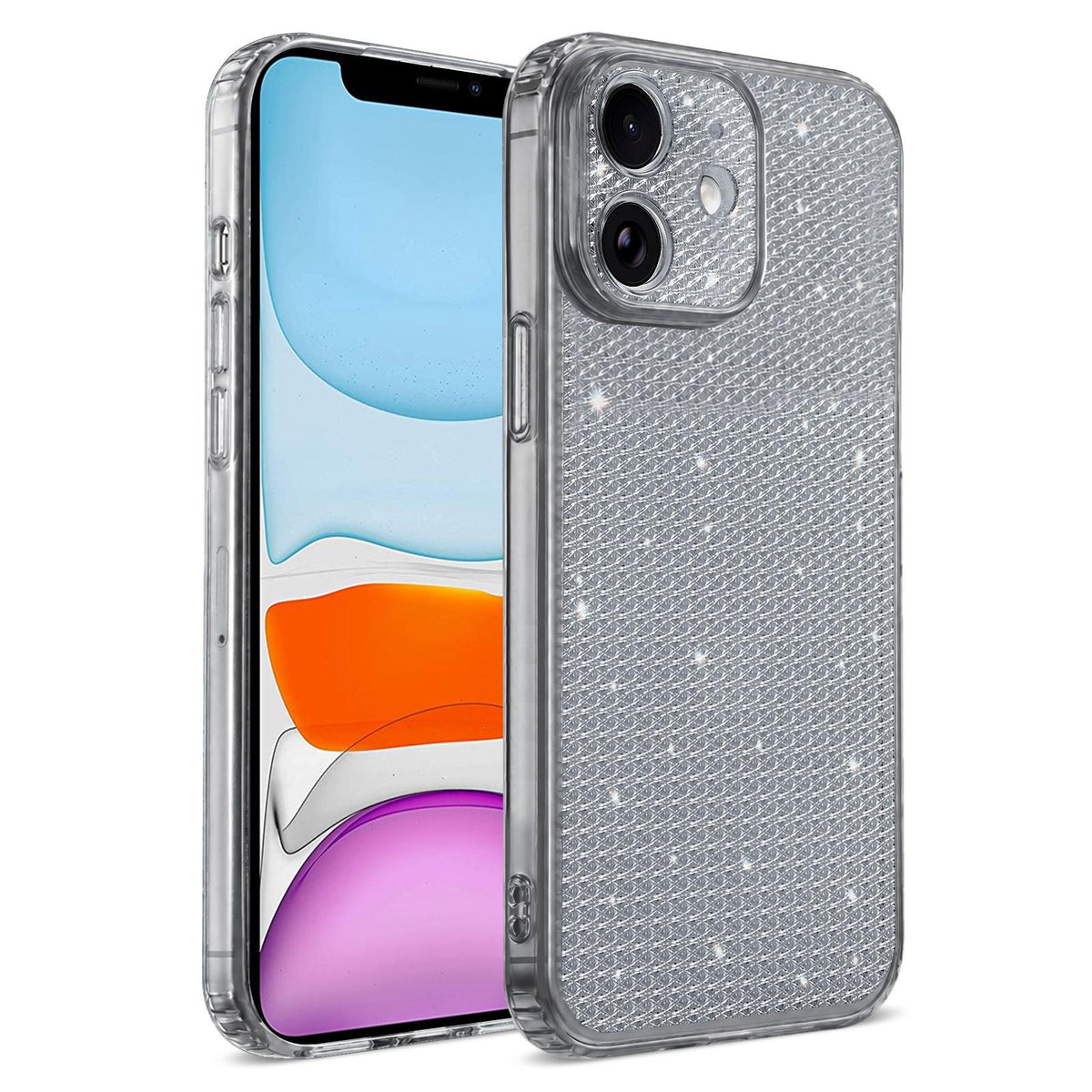 For iPhone 11 Sparkling Diamond Glitter Airbag Phone Case - Black - EDA009883723D