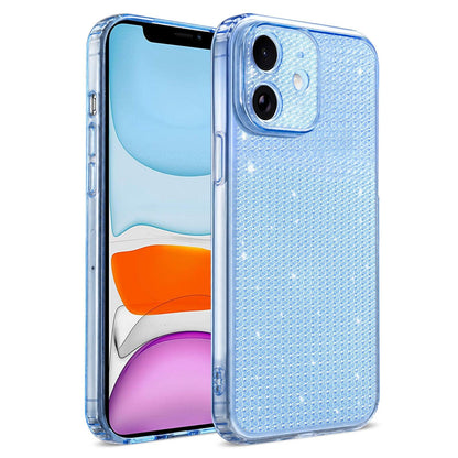 For iPhone 11 Sparkling Diamond Glitter Airbag Phone Case - Blue - EDA009883723E