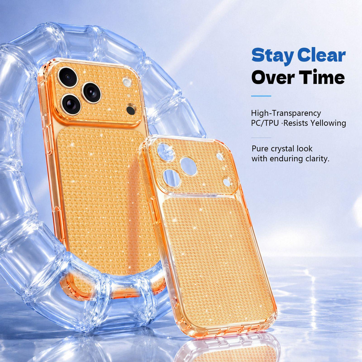 For iPhone 11 Pro Sparkling Diamond Glitter Airbag Phone Case - Orange - EDA009883724B