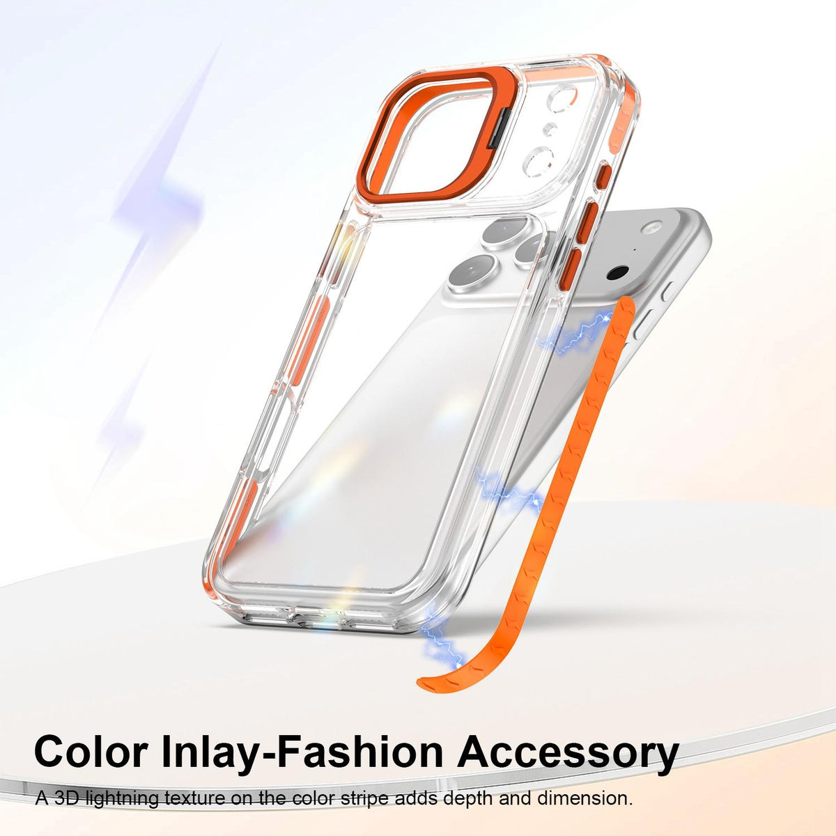 For iPhone 18 Pro Max Lens Frame Holder Acrylic TPU Phone Case - Clear Orange - EDA009890902A
