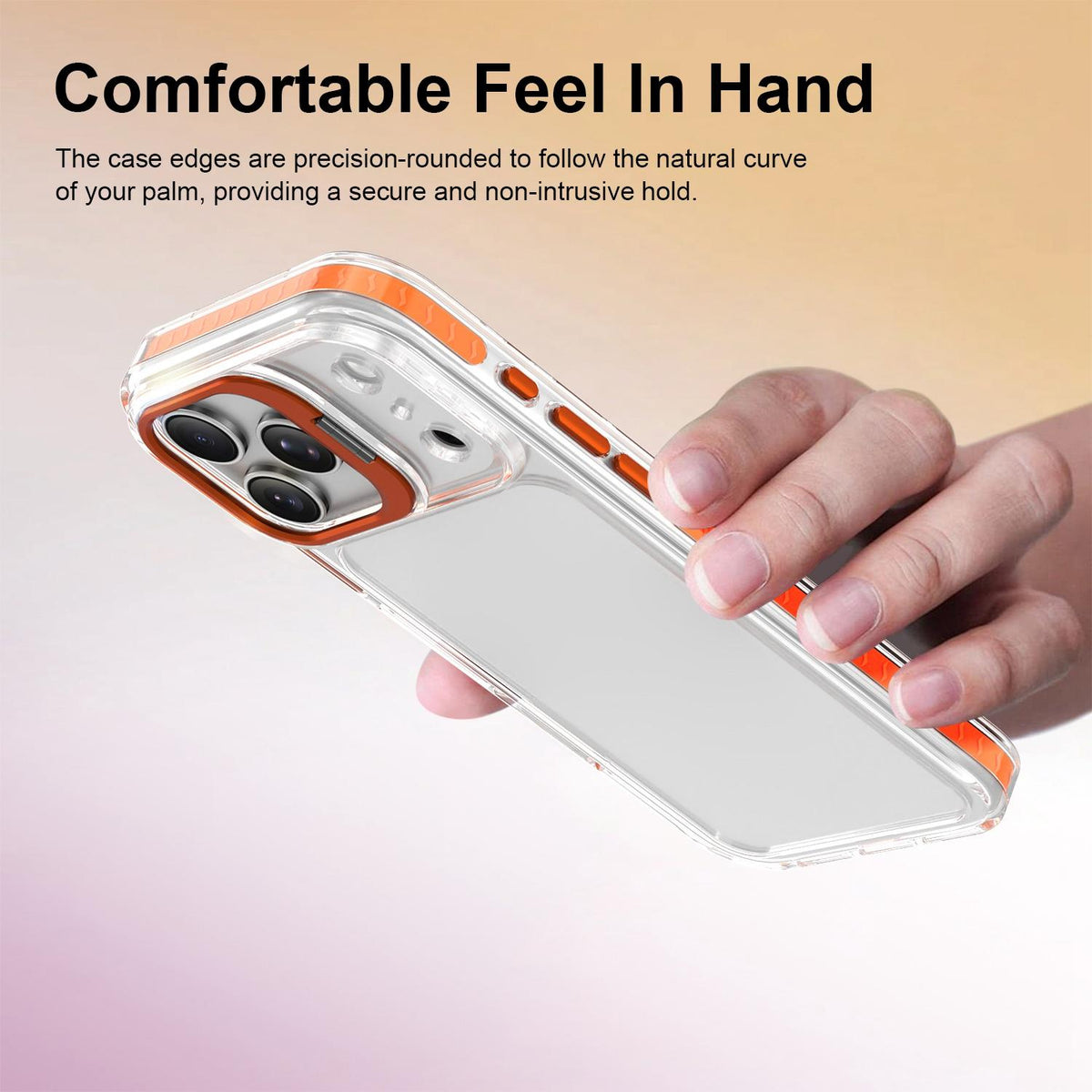 For iPhone 18 Pro Max Lens Frame Holder Acrylic TPU Phone Case - Clear Orange - EDA009890902A