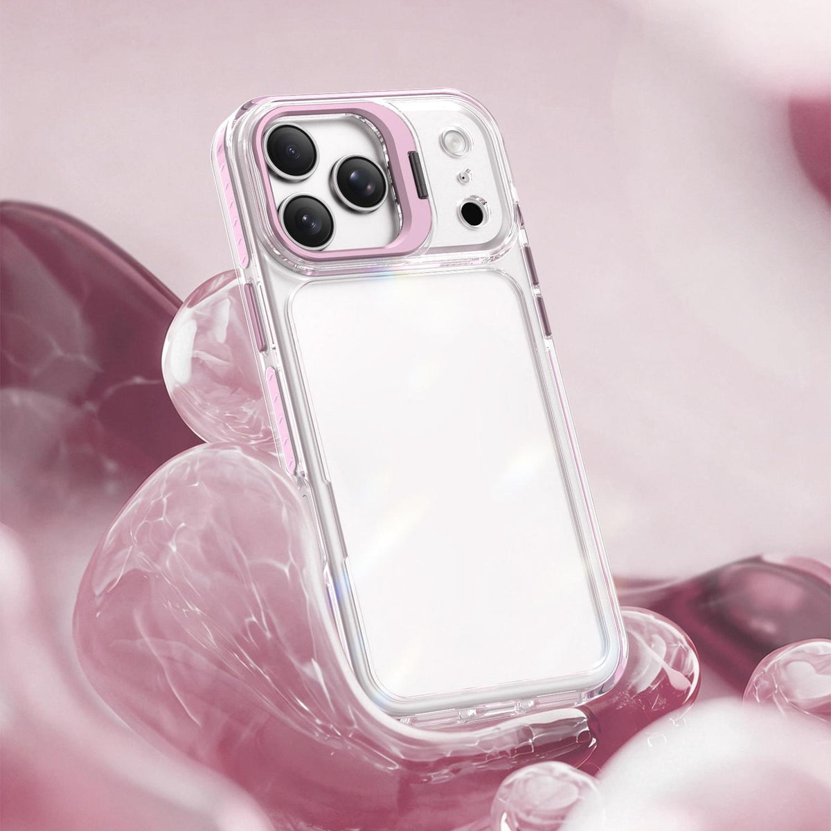 For iPhone 18 Pro Max Lens Frame Holder Acrylic TPU Phone Case - Clear Pink - EDA009890902B