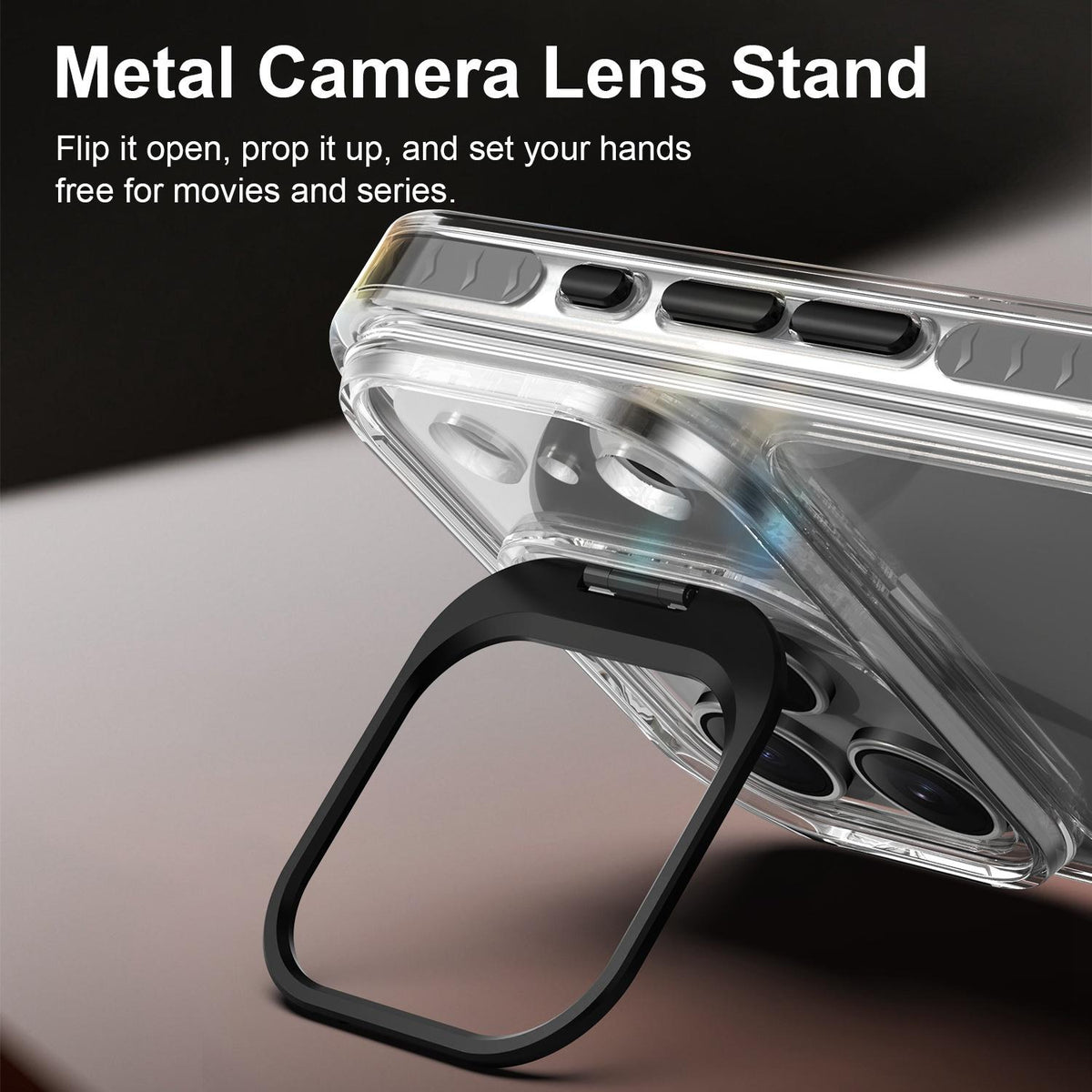 For iPhone 18 Pro Max Lens Frame Holder Acrylic TPU Phone Case - Clear Black - EDA009890902C