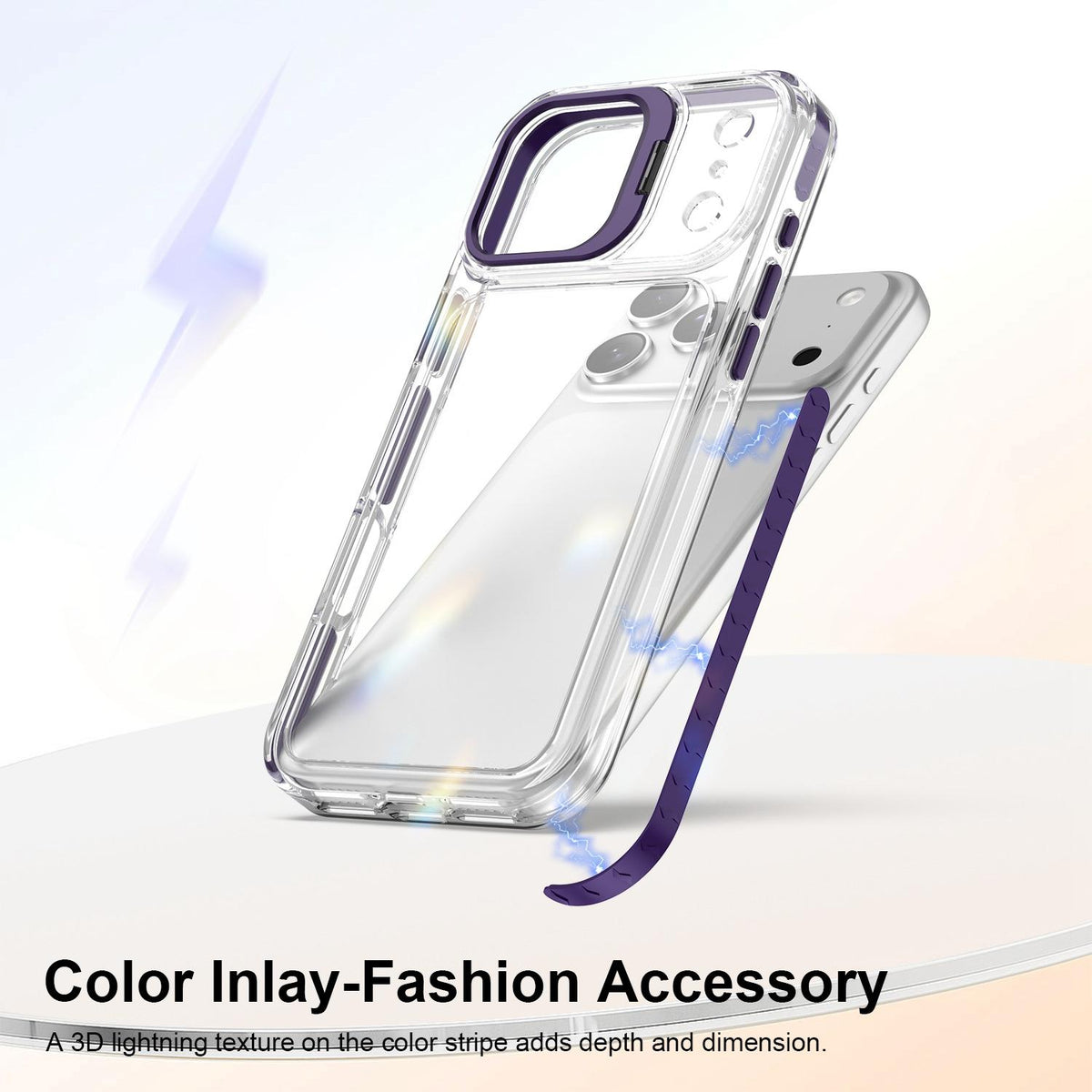 For iPhone 18 Pro Max Lens Frame Holder Acrylic TPU Phone Case - Clear Purple - EDA009890902E