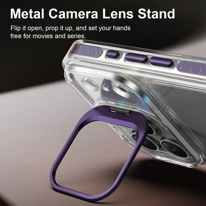 For iPhone 18 Pro Max Lens Frame Holder Acrylic TPU Phone Case - Clear Purple - EDA009890902E