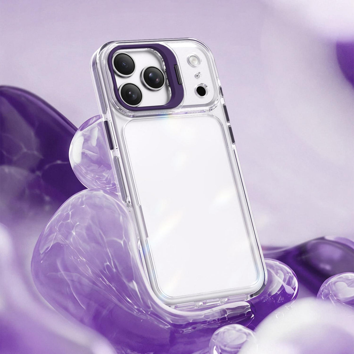 For iPhone 18 Pro Max Lens Frame Holder Acrylic TPU Phone Case - Clear Purple - EDA009890902E