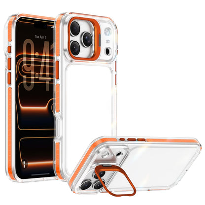 For iPhone 17 Pro Max Lens Frame Holder Acrylic TPU Phone Case - Clear Orange - EDA009890903A