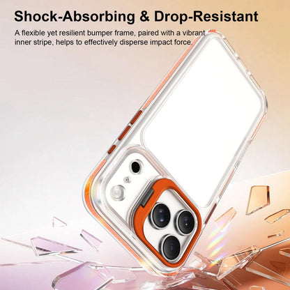 For iPhone 17 Pro Max Lens Frame Holder Acrylic TPU Phone Case - Clear Orange - EDA009890903A