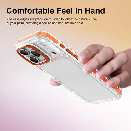 For iPhone 17 Pro Max Lens Frame Holder Acrylic TPU Phone Case - Clear Orange - EDA009890903A