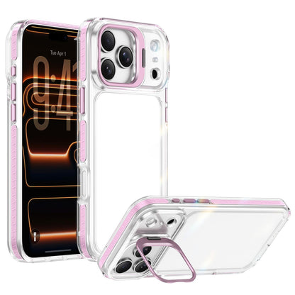 For iPhone 17 Pro Max Lens Frame Holder Acrylic TPU Phone Case - Clear Pink - EDA009890903B