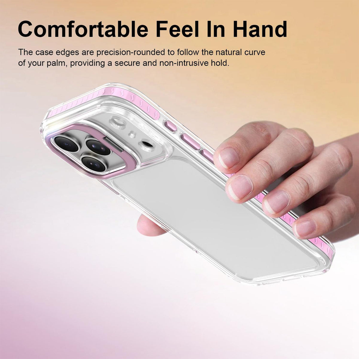 For iPhone 17 Pro Max Lens Frame Holder Acrylic TPU Phone Case - Clear Pink - EDA009890903B