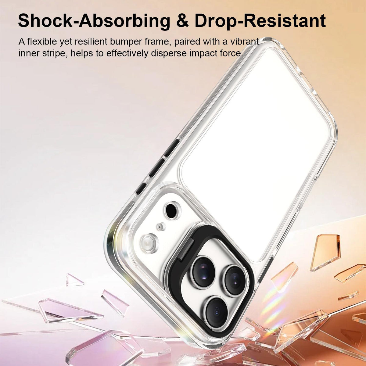 For iPhone 17 Pro Max Lens Frame Holder Acrylic TPU Phone Case - Clear Black - EDA009890903C