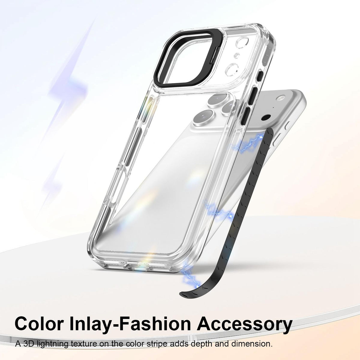 For iPhone 17 Pro Max Lens Frame Holder Acrylic TPU Phone Case - Clear Black - EDA009890903C