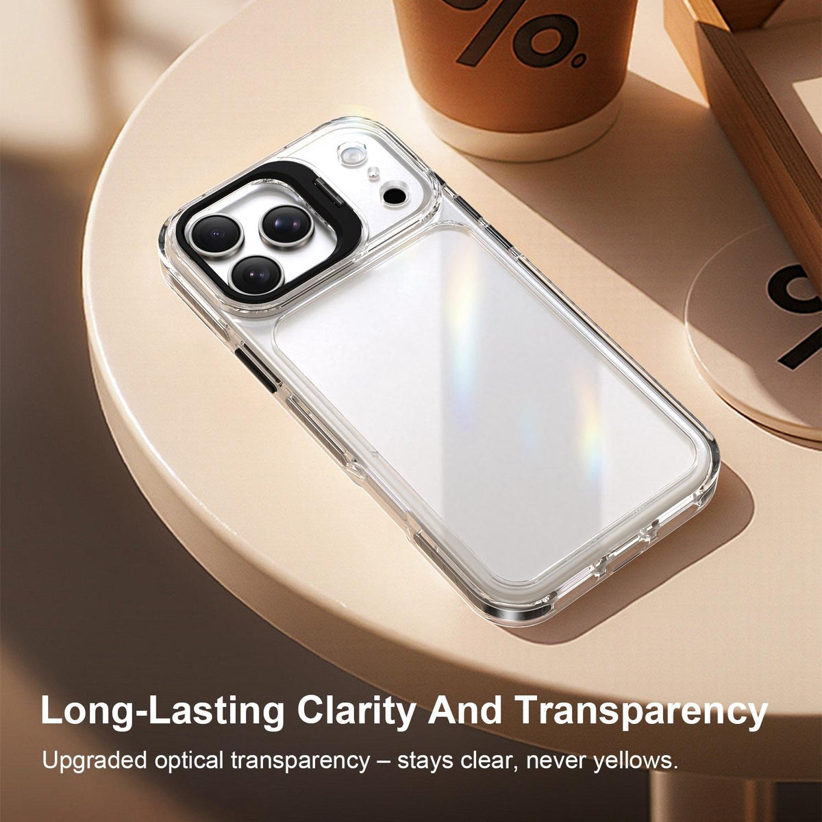 For iPhone 17 Pro Max Lens Frame Holder Acrylic TPU Phone Case - Clear Black - EDA009890903C