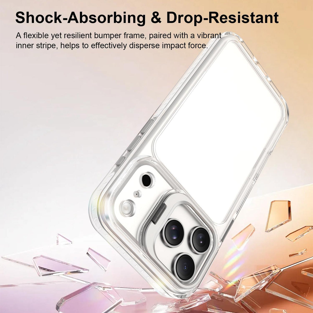 For iPhone 17 Pro Max Lens Frame Holder Acrylic TPU Phone Case - Transparent - EDA009890903D