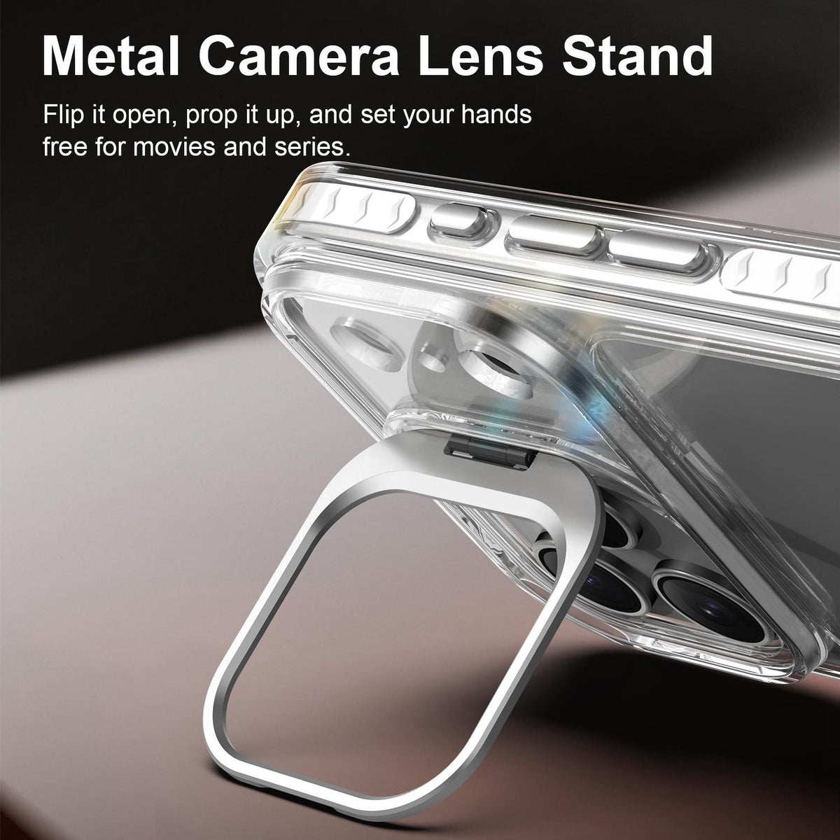 For iPhone 17 Pro Max Lens Frame Holder Acrylic TPU Phone Case - Transparent - EDA009890903D