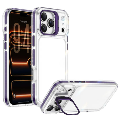For iPhone 17 Pro Max Lens Frame Holder Acrylic TPU Phone Case - Clear Purple - EDA009890903E