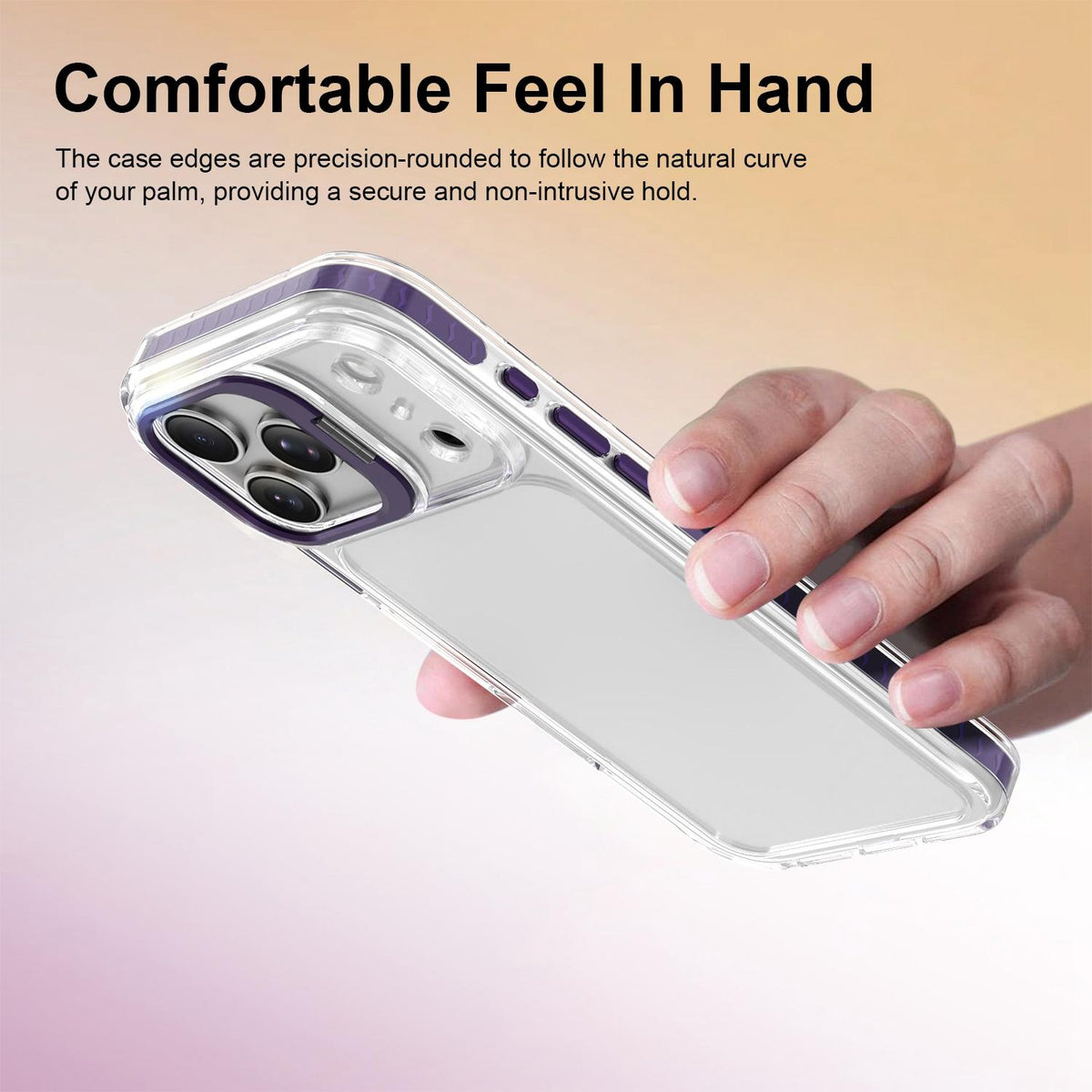 For iPhone 17 Pro Max Lens Frame Holder Acrylic TPU Phone Case - Clear Purple - EDA009890903E