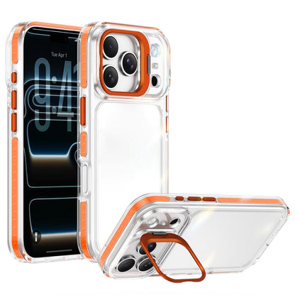For iPhone 17 Pro Lens Frame Holder Acrylic TPU Phone Case - Clear Orange - EDA009890904A