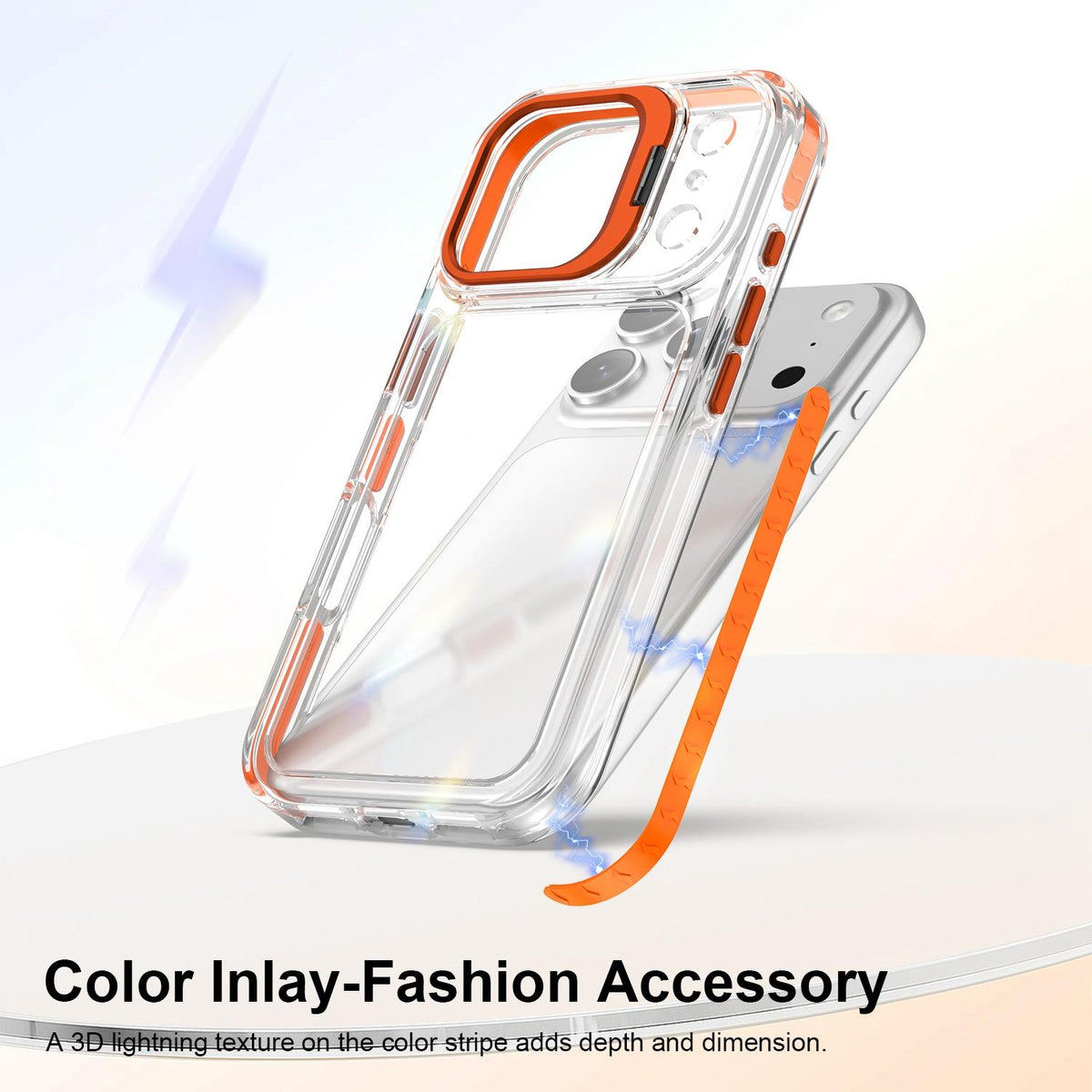 For iPhone 17 Pro Lens Frame Holder Acrylic TPU Phone Case - Clear Orange - EDA009890904A