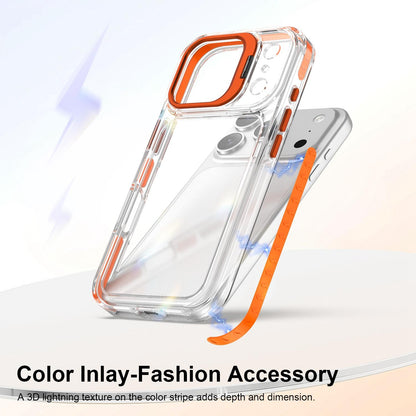 For iPhone 17 Pro Lens Frame Holder Acrylic TPU Phone Case - Clear Orange - EDA009890904A