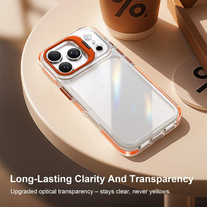 For iPhone 17 Pro Lens Frame Holder Acrylic TPU Phone Case - Clear Orange - EDA009890904A