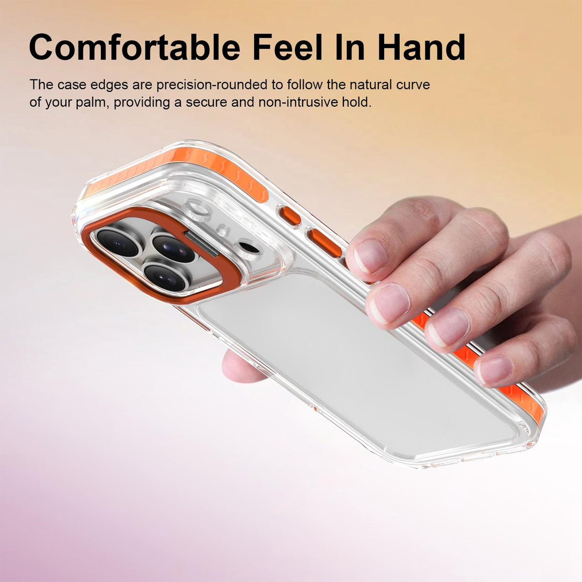 For iPhone 17 Pro Lens Frame Holder Acrylic TPU Phone Case - Clear Orange - EDA009890904A
