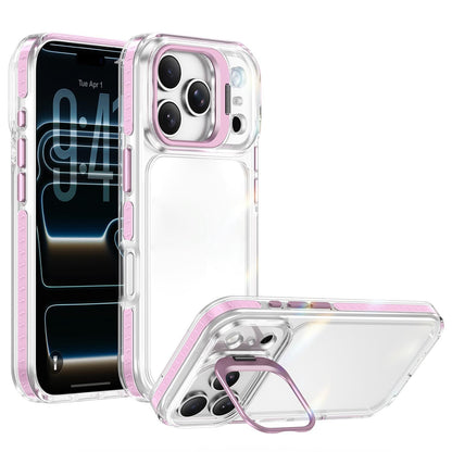 For iPhone 17 Pro Lens Frame Holder Acrylic TPU Phone Case - Clear Pink - EDA009890904B
