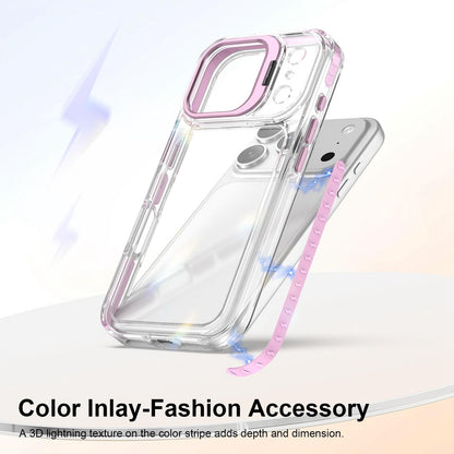 For iPhone 17 Pro Lens Frame Holder Acrylic TPU Phone Case - Clear Pink - EDA009890904B