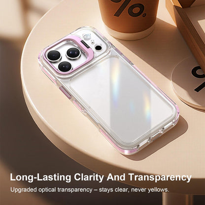 For iPhone 17 Pro Lens Frame Holder Acrylic TPU Phone Case - Clear Pink - EDA009890904B