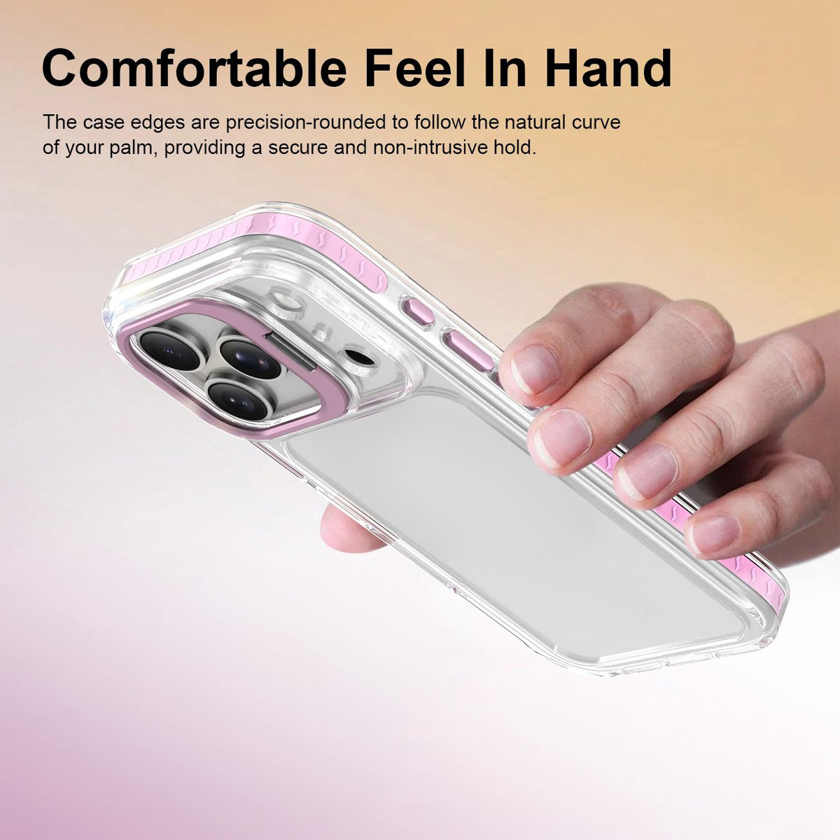 For iPhone 17 Pro Lens Frame Holder Acrylic TPU Phone Case - Clear Pink - EDA009890904B