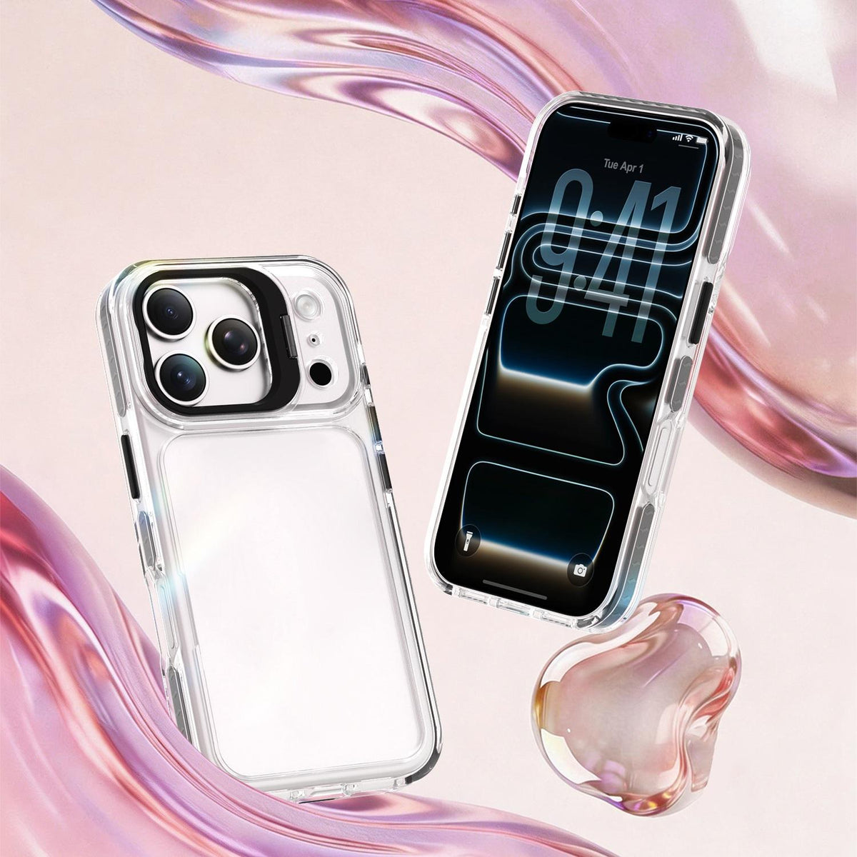 For iPhone 17 Pro Lens Frame Holder Acrylic TPU Phone Case - Clear Black - EDA009890904C