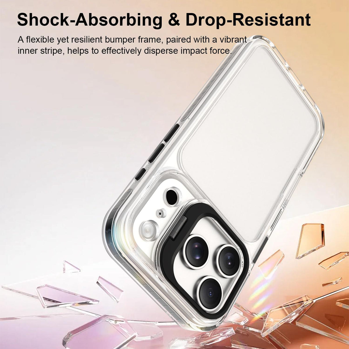 For iPhone 17 Pro Lens Frame Holder Acrylic TPU Phone Case - Clear Black - EDA009890904C