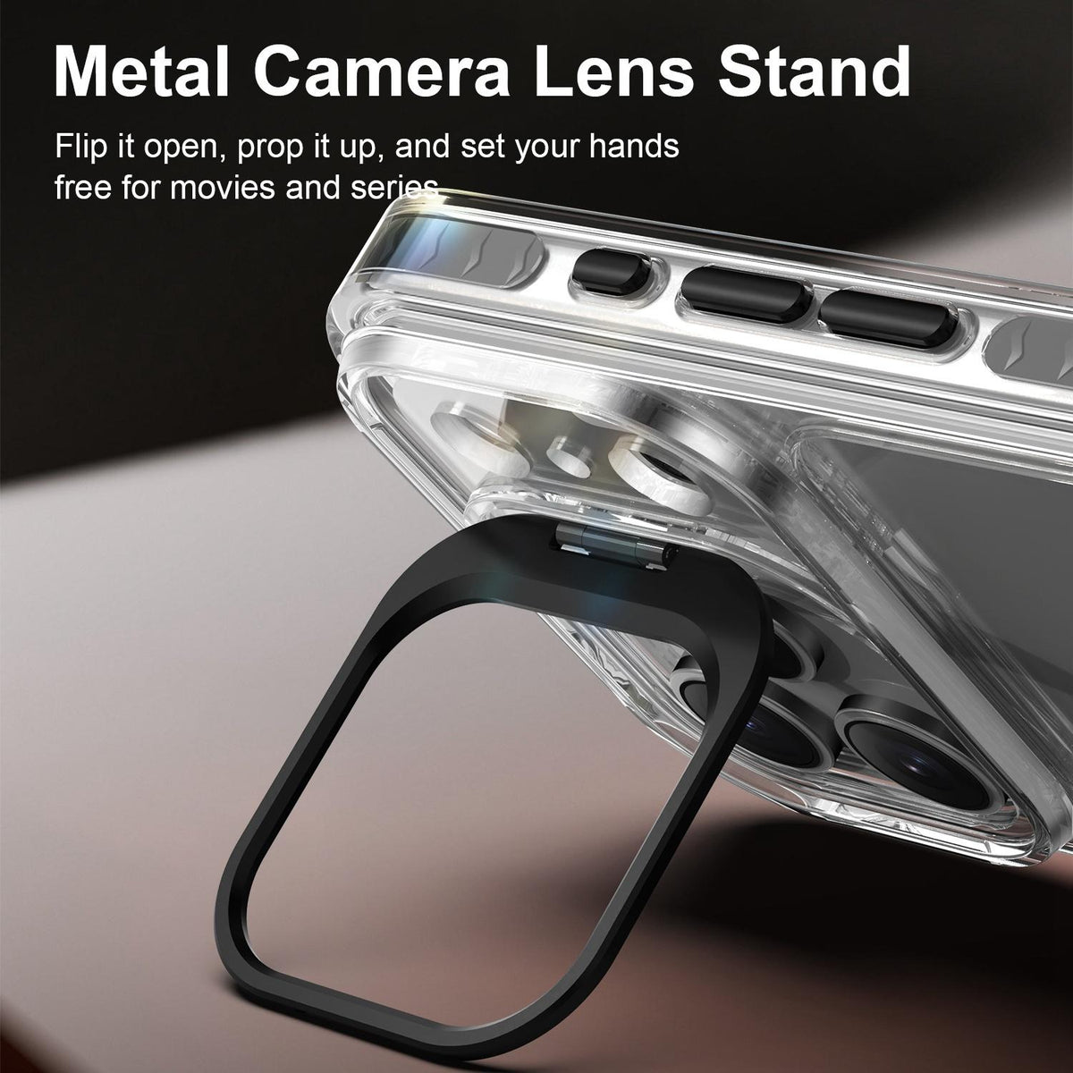 For iPhone 17 Pro Lens Frame Holder Acrylic TPU Phone Case - Clear Black - EDA009890904C