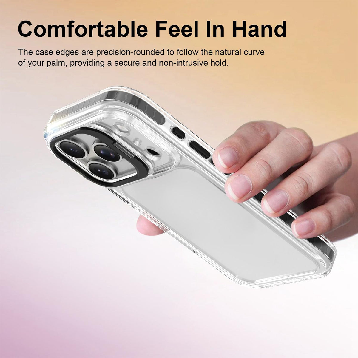 For iPhone 17 Pro Lens Frame Holder Acrylic TPU Phone Case - Clear Black - EDA009890904C