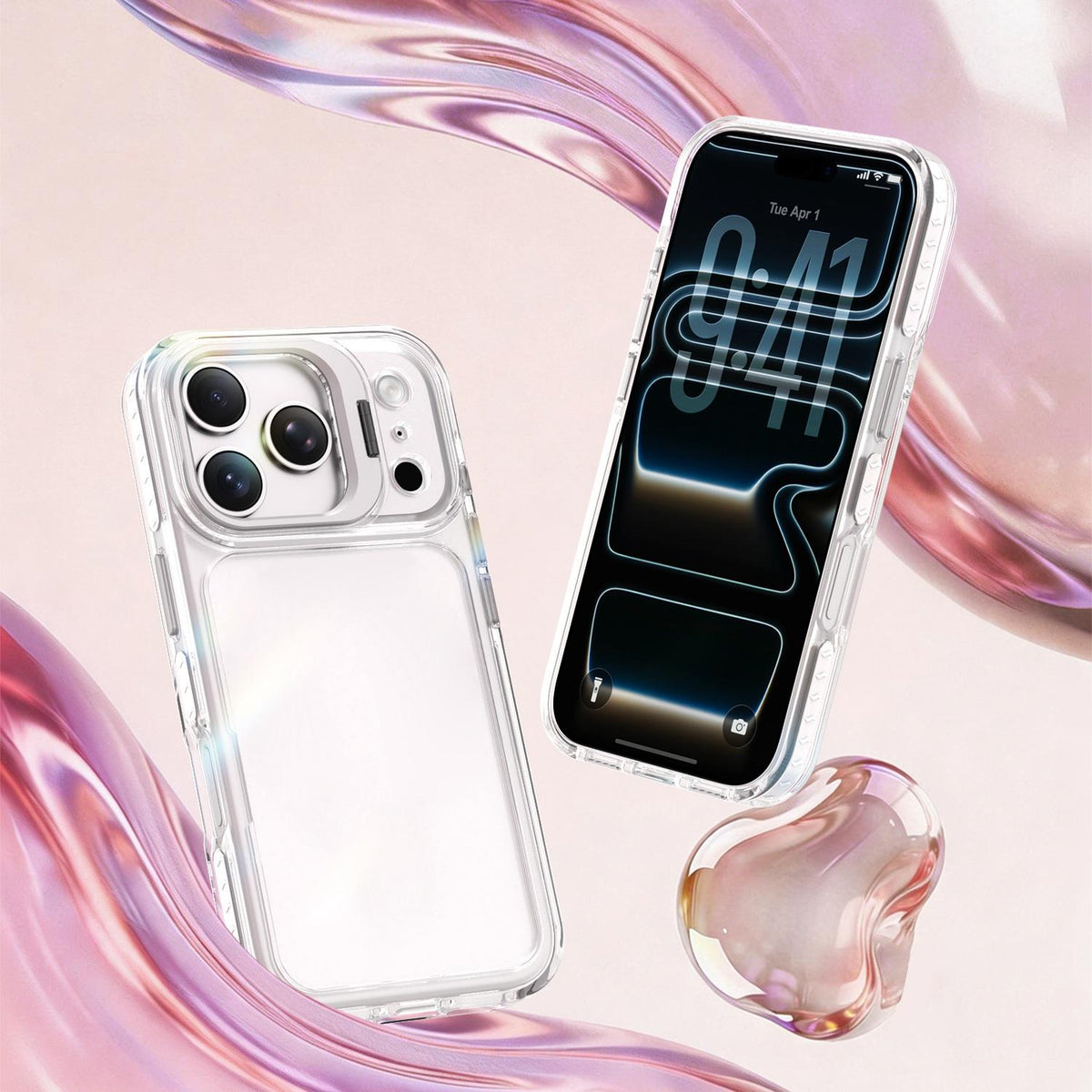 For iPhone 17 Pro Lens Frame Holder Acrylic TPU Phone Case - Transparent - EDA009890904D