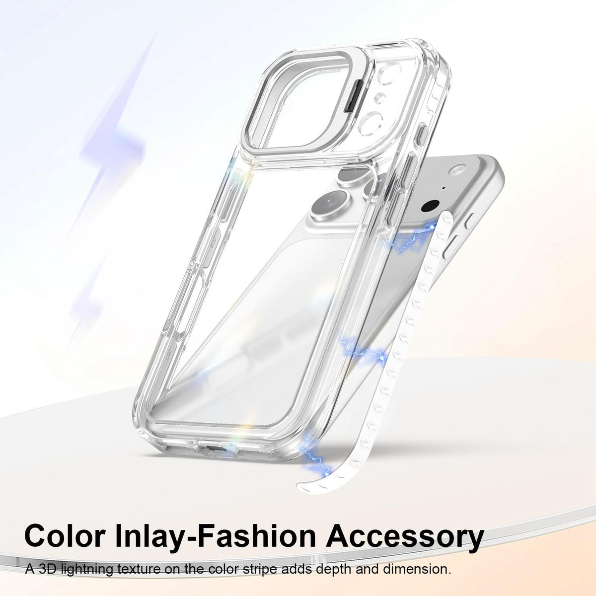 For iPhone 17 Pro Lens Frame Holder Acrylic TPU Phone Case - Transparent - EDA009890904D