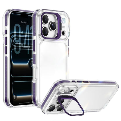 For iPhone 17 Pro Lens Frame Holder Acrylic TPU Phone Case - Clear Purple - EDA009890904E