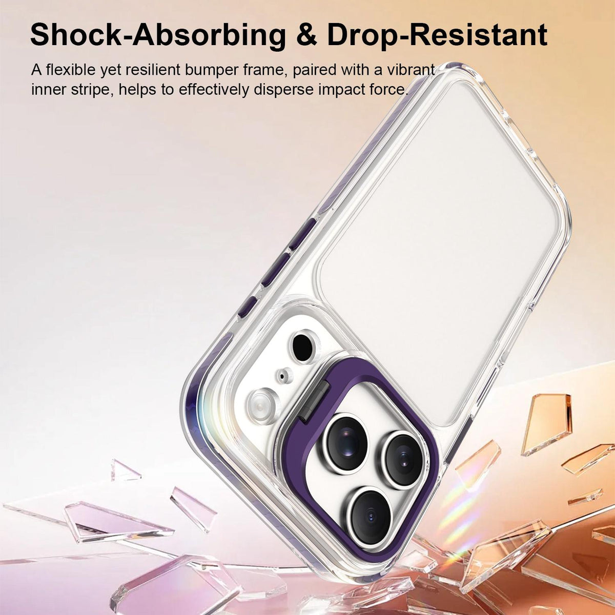 For iPhone 17 Pro Lens Frame Holder Acrylic TPU Phone Case - Clear Purple - EDA009890904E