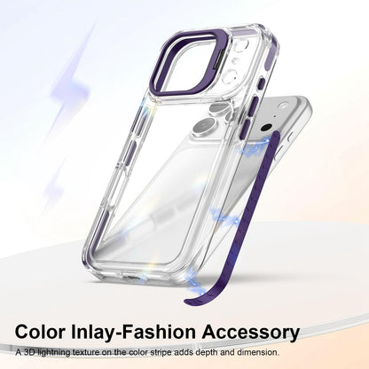 For iPhone 17 Pro Lens Frame Holder Acrylic TPU Phone Case - Clear Purple - EDA009890904E